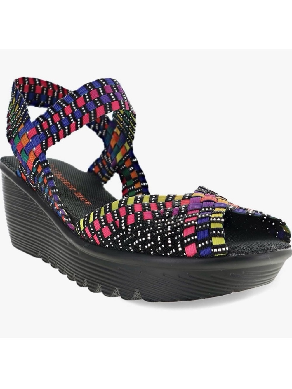 BERNIE MEV Fame Sandals Wedge Heel Strappy Woven Elastic Multicolour Size 38